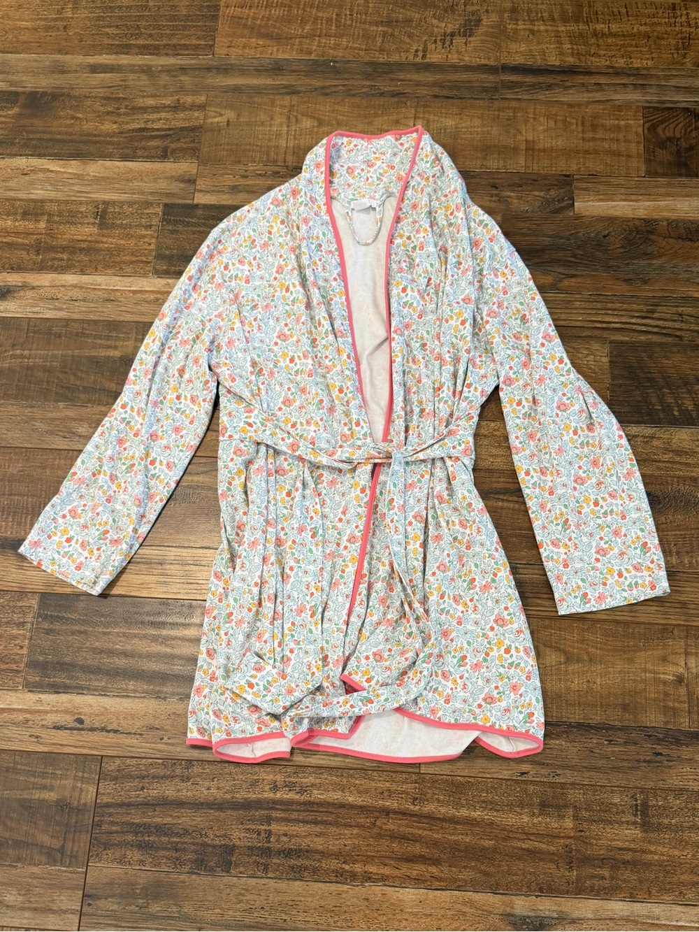 LAKE Floral Robe with Pink Trim